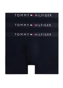 Boxer, Herren, Gr. XL (54), 3 Stk., 3x dunkelblau, Webqualit&auml;t, Obermaterial: 95% Baumwolle, 5% Elasthan, Tommy Hilfiger UNDERWEAR, unifarben, k&ouml;rpernah, Unterhosen, 3er Pack, mit Stretch
