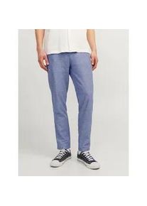 Jack & Jones Chinohose JACK & JONES "JPSTACE SUMMER CHINO PANT SN", Herren, Gr. 29, L&auml;nge 30, blau (faded denim detail:melange), Web, Obermaterial: 74% Baumwolle, 26% Leinen, meliert, slim fit kn&ouml;chellang, Hosen Chinohose, mit Rei&szlig;verschluss