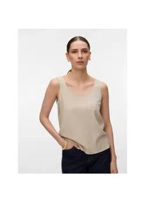 V&eacute;ro Moda Blusenshirt VERO MODA "VMMYMILO S/L TOP WVN GA", Damen, Gr. M, silber lining, Jersey, Obermaterial: 55% Viskose, 45% Leinen, unifarben, regular fit kurz, tiefer Rundhals, Shirts Blusenshirt