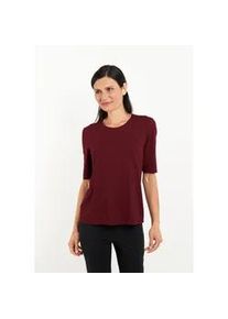 T-Shirt Seidel Moden, Damen, Gr. 54, rot (bordeaux), Jersey, Obermaterial: 94% Viskose, 6% Elasthan, unifarben, Basic, figurumspielend h&uuml;ftlang, Rundhals, abgesteppte Kante, Shirts T-Shirt, mit Rundhalsausschnitt, MADE IN GERMANY