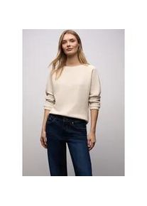 3/4-Arm-Shirt Street One, Damen, Gr. 38, sanftes wei&szlig;, Stoff, 52% Polyester, 32% Baumwolle, 13% Viskose, 3% Elasthan, unifarben, normal normal, U-Boot-Ausschnitt, abgesteppt, Shirts 3/4-Arm-Shirt, mit 3/4 &Auml;rmeln