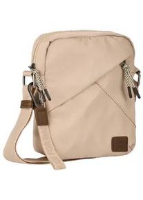 Umh&auml;ngetasche Camel Active "Aurum", Damen, Gr. B/H/T: 19cm x 22cm x 6cm, beige, Polyester, beschichtet, clean, unifarben mit Farbeins&auml;tzen, Taschen Umh&auml;ngetasche, aus recyceltem Polyester in Nylonstruktur, leicht & mit feinen Details