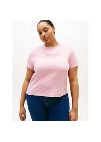 T-Shirt Tommy Hilfiger Curve "CRV FUN GRAPHIC REG C-NK SS TEE", Damen, Gr. 48, pink, Single Jersey, Obermaterial: 100% Baumwolle, bedruckt, regular fit normal, Rundhals, Shirts T-Shirt, in gro&szlig;en Gr&ouml;&szlig;en