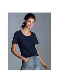 T-Shirt TRIGEMA "TRIGEMA Damen T Shirt aus Biobaumwolle", Damen, Gr. S, navy, 100% Baumwolle (Bio-Baumwolle kbA), Basic, Shirts T-Shirt