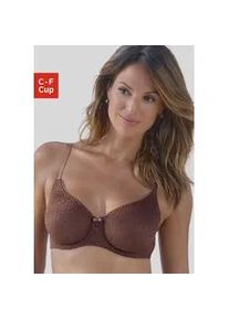 Minimizer-BH Nuance, Damen, Gr. 70, Cup C, braun, mocca, Spitze, Obermaterial: 91% Polyamid, 9% Elasthan, BHs Minimizer-BH, mit B&uuml;gel aus leicht transparenter Spitze, Dessous
