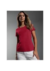 T-Shirt TRIGEMA "TRIGEMA Damen T Shirt aus Biobaumwolle", Damen, Gr. L, rubin, 100% Baumwolle (Bio-Baumwolle kbA), Basic, Shirts T-Shirt