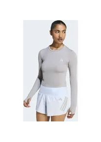 Laufshirt Adidas PERFORMANCE "ADI365 RUNNING ESSENTIALS LONGSLEEVE", Damen, Gr. L, medium grau heather, Obermaterial: 88% Polyester, 12% Elasthan, Rundhals, Shirts Laufshirt