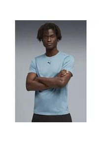 Trainingsshirt Puma "M TAD ESSENTIALS HEATHER CAT TEE (CF SMALL CAT)", Herren, Gr. 3XL, baltic sea blau heather, Jersey, Obermaterial: 100% Polyester, regular fit normal, Rundhals, Shirts, regul&auml;re Passform, mit DryCELL-Technologie, atmungsaktiv