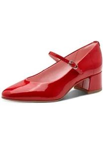 Spangenpumps Tamaris, Damen, Gr. 41, rot, Lacklederimitat, unifarben, Schuhe Spangenpumps, Blockabsatz, Abendschuh, Festtagsschuh mit verstellbarem Riemchen