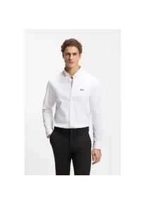 Langarmhemd BOSS Green "B MOTION L", Herren, Gr. S, N-Gr, wei&szlig;100, Web, Obermaterial: 100% Baumwolle, regular fit, 2-Knopf-Manschette mit Schlitz, Hemden, mit Logo-Druck