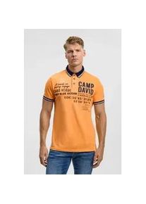 Poloshirt CAMP DAVID, Herren, Gr. XXL, orange, Piqu&eacute;, Material: 65% Polyester, 35% Baumwolle, bedruckt, bestickt, regular fit normal, hoch geschlossener Ausschnitt, eingesetzt B&uuml;ndchen, Shirts, mit Seitenschlitze
