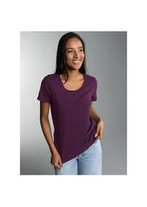 T-Shirt TRIGEMA "TRIGEMA Damen T Shirt aus Biobaumwolle", Damen, Gr. XL, aubergine, 100% Baumwolle (Bio-Baumwolle kbA), Basic, Shirts T-Shirt