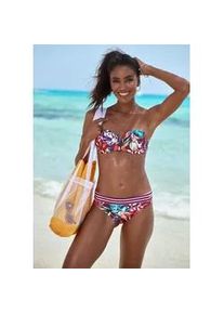 B&uuml;gel-Bandeau-Bikini-Top Venice Beach "Cadu", Damen, Gr. 40, Cup D, bordeaux bedruckt, Obermaterial: 84% Polyamid, 16% Elasthan. Futter: 92% Polyester, 8% Elasthan. Wattierung: 100% Polyester, Bikini-Oberteile, mit vier Tragevarianten