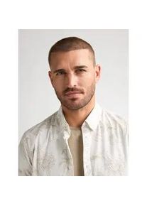 Kurzarmhemd PETROL INDUSTRIES "Men Shirt Short Sleeve AOP", Herren, Gr. L (40), N-Gr, chalk wei&szlig;, Jersey, Obermaterial: 97% Baumwolle, 3% Elasthan, bedruckt, slim fit normal, ohne Ausschnitt, gerader Abschluss, Hemden, mit All-Over Print