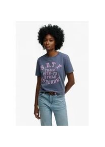 T-Shirt Superdry "Vintage Prep Pocket Tee", Damen, Gr. M, mariner navy, Single Jersey, Obermaterial: 100% Baumwolle, bedruckt, normal, Rundhals, Shirts T-Shirt