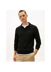 Polokragenpullover Tommy Hilfiger "SEASONAL STRUCTURE", Herren, Gr. L, schwarz, Strick, Obermaterial: 100% Baumwolle, normal normal, Rippb&uuml;ndchen, Pullover, mit Struktur, Polokragen, regular fit