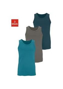 H.I.S. Tanktop H.I.S "Unterhemd f&uuml;r Herren", Herren, Gr. 5/M, gr&uuml;n (dunkelpetrol, dunkelgrau, petrol), Jersey, Obermaterial: 100% Baumwolle, unifarben, Basic, k&ouml;rpernah, Rundhals, Tops Tanktop, mit Rundhals aus Baumwolle