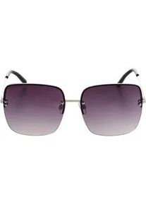 Sonnenbrille Laura Scott, Damen, grau, Sonnenbrillen Sonnenbrille, randloses Trapez-Design, silber gl&auml;nzende B&uuml;gel, Filterkategorie 3