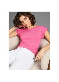 T-Shirt Flashlights, Damen, Gr. 48/50, pink, Single Jersey, Obermaterial: 50% Baumwolle, 50% Modal, unifarben, Basic, figurbetont h&uuml;ftlang, Rundhals, angeschnitten, Shirts T-Shirt, Kurzarm, Saum mit Gummibund, Rundhalsausschnitt