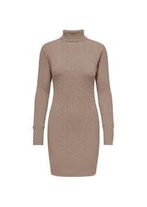 Strickkleid Only "ONLLOUIS LS ROLLNECK CABLE DRESS AT KNT", Damen, Gr. M, N-Gr, mocha meringue detail:melange, Strick, Obermaterial: 50% Viskose, 27% Polyamid, 23% Nylon, meliert, slim fit kurz, Kleider Strickkleid