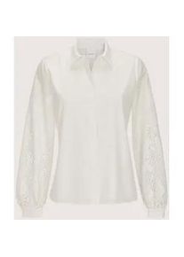 Madeleine Mode Langarmbluse MADELEINE "Hemdbluse Blusenshirt mit Lochstickerei", Damen, Gr. 44, wei&szlig; (wollwei&szlig;), Obermaterial: 80% Polyester PES. 20% Baumwolle CO., Modern, gerade, Blusen, Langarm mit Spitzen&auml;rmeln