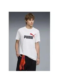 T-Shirt Puma "ESS 2 COLOR NO. 1 LOGO TEE", Herren, Gr. XXL, Puma wei&szlig;, rot, Jersey, Obermaterial: 100% Baumwolle, unifarben, regular fit normal, Rundhals, Shirts T-Shirt, Regular Fit, Kurzarm, Rundhalsausschnitt