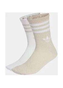 Sportsocken Adidas ORIGINALS "3-STREIFEN GLITZER CREW, 2 PAAR", Herren, Gr. M (40/42), ice gold metallic, wei&szlig;, Obermaterial: 48% Baumwolle, 36% Polyester, 7% metallisierte Fasern, 6% Polyamid, 3% Elasthan, Socken Sportsocken, f&uuml;r Laufen, mit Rippb&uuml;ndchen, mit Glitzer auf 3-Streifen und Trefoil