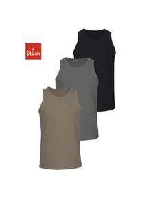 H.I.S. Tanktop H.I.S "Unterhemd f&uuml;r Herren", Herren, Gr. 5/M, gr&uuml;n (olivgr&uuml;n, schwarz, dunkelgrau), Jersey, Obermaterial: 100% Baumwolle, unifarben, Basic, k&ouml;rpernah, Rundhals, Tops Tanktop, mit Rundhals aus Baumwolle