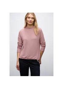 Langarmshirt Street One, Damen, Gr. 46, powder pink meliert, Jersey, Obermaterial: 80% Viskose, 15% Polyester, 5% Elasthan, meliert, regular fit normal, ohne Ausschnitt, Shirts Langarmshirt, mit Tunnelzug am Saum