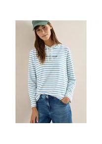 Langarmshirt Cecil, Damen, Gr. M (40), cloud blau, Web, 48% Baumwolle, 48% Modal, 4% Elasthan, gestreift, comfort fit normal, ohne Ausschnitt, abgesteppt, Shirts Langarmshirt, im soften Baumwoll-Mix