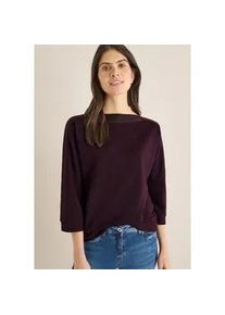 Fledermausshirt Cecil, Damen, Gr. S (38), eggplant rot, Jersey, Obermaterial: 48% Baumwolle, 48% Modal, 4% Elasthan, unifarben, bequem h&uuml;ftbedeckend, U-Boot-Ausschnitt, Shirts Fledermausshirt, mit Tape und 3/4 &Auml;rmel