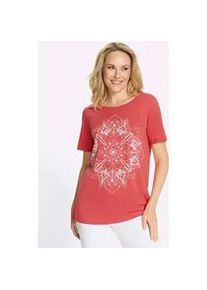 Longshirt Classic Basics "Longshirt", Damen, Gr. 38, grapefruit, wei&szlig;, 100% Baumwolle, bedruckt, gemustert, mehrfarbig, Rundhals, Shirts Longshirt