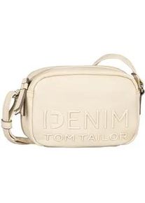 Handtasche Tom Tailor DENIM "Aveline", Damen, Gr. B/H/T: 21cm x 13cm x 6cm, cremefarben, Lederimitat, clean, gepflegt, unifarben, Taschen Handtasche, Damen Umh&auml;ngetasche, Schultertasche mit gl&auml;nzendem 3D-Logo