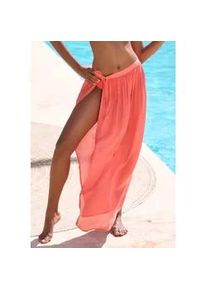 Wickelrock Bruno Banani, Damen, Gr. 36, koralle, Cr&ecirc;pe, Obermaterial: 60% Viskose, 40% Polyester, transparent, unifarben, figurumspielend lang, R&ouml;cke Wickelrock, aus b&uuml;gelfreier Cr&ecirc;peware