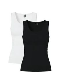 Tanktop Pieces "PCAMELIA TANK TOP 2-PACK JRS NOOS BC", Damen, Gr. XXL, schwarz pack:2 pack schwarz, hellwei&szlig;, Jersey, Obermaterial: 95% Baumwolle, 5% Elasthan, unifarben, figurbetont normal, Rundhals, Tops Tanktop, mit klassischen Farben