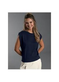 T-Shirt TRIGEMA "TRIGEMA T-Shirt ohne &Auml;rmel", Damen, Gr. XL, navy, 100% Baumwolle, Basic, Shirts T-Shirt