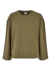 Longsleeve Urban Classics "Urban Classics Damen Ladies Organic Oversized Longsleeve", Damen, Gr. M, tiniolive, 100% Baumwolle, unifarben, oversize, Rundhals, Shirts
