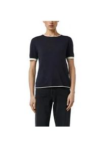 Strickpullover comma, Damen, Gr. 38, navy, Strick, Obermaterial: 85% Viskose, 15% Polyester, unifarben mit Farbeinsatz, normal h&uuml;ftbedeckend, Rundhals, Pullover Strickpullover, halbarm, mit farblich angesetzten Abschl&uuml;ssen