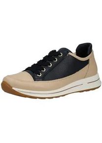 Sneaker Ara "Ara Sneaker Glattleder", Damen, Gr. 39, beige, blau, Glattleder, Schuhe Sneaker