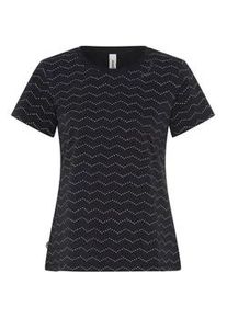 Kurzarmshirt Ragwear "MINTTA ZIG ZAG O", Damen, Gr. S, navy, Jersey, Obermaterial: 100% Baumwolle, bedruckt, normal, Rundhals, Shirts, mit Logoschriftzug