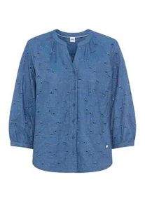 Shirtbluse Brax "Style VELIA", Damen, Gr. 40, blau, Web, 100% Baumwolle, V-Ausschnitt, Blusen