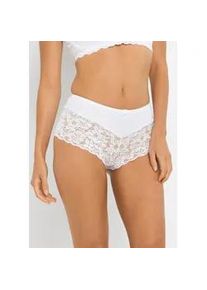 Panty bonprix "Maxipanty mit Spitze", Damen, Gr. 40/42 (M), wei&szlig;, Obermaterial: 80% Polyamid, 20% Elasthan. Spitze: 90% Polyamid, 10% Elasthan, Unterhosen Panty, klassischer Stil, feine Spitze mit Blumenmotiv, bequeme Passform