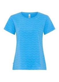 Kurzarmshirt Ragwear "MINTTA ZIG ZAG O", Damen, Gr. XS, blau, Jersey, Obermaterial: 100% Baumwolle, bedruckt, normal, Rundhals, Shirts, mit Logoschriftzug