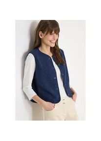 Fellweste Cecil, Damen, Gr. L (42), sporty denim blau, Stoff, 100% Polyester, unifarben, comfort fit normal, Rundhals, Westen, Rundhalsausschnitt