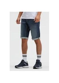 Jeansshorts CAMP DAVID, Herren, Gr. 32, Kurz, tiefblau, Denim/Jeans, Material: 72% Baumwolle, 27% Polyester, 1% Elasthan, Zusatz: Enth&auml;lt nichttextile Teile tierischen Ursprungs (Badge), unifarben, regular fit, Jeans Jeansshorts, mit Turn-Up Saum