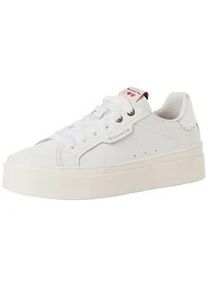 Plateausneaker Tamaris "Tamaris Sneaker Leder/Synthetik", Damen, Gr. 37, wei&szlig;, Leder, Synthetik, Schuhe Plateausneaker