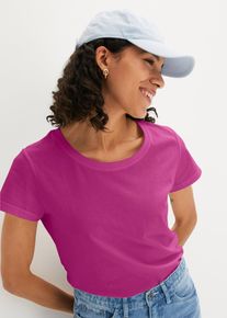 bonprix Rundhals-Shirt (5er-Pack), pink, Gr.44/46 (L), Bequemes Shirt in Single Jersey, 100% Baumwolle (organic)