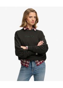 Superdry Damen Baumwolle Logo Versch&ouml;nerung Sweatshirt Mit Lockerer Passform, Schwarz - Gr&ouml;&szlig;e: 36 2102623500789WMF030