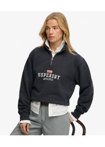 Superdry Damen Baumwolle Gesticktes Logo Athletic Essentials Sweatshirt Mit Rei&szlig;verschluss, Marineblau & Wei&szlig; - Gr&ouml;&szlig;e: 44 210262350080798T025