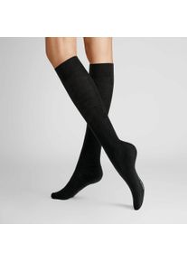 Kniestr&uuml;mpfe Hudson "Kniestrumpf Only 2-Pack", Damen, Gr. 39-42, schwarz (braunmeliert 0763), Obermaterial: 75% Schurwolle WV. 23% Polyamid PA. 2% Elasthan EL., Socken Kniestr&uuml;mpfe